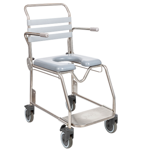 Juvo Attendant Propelled Shower Commode - 460mm Seat Width (Adjustable Height)