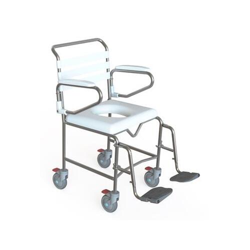 Transit Mobile Shower Commode with Swingaway Footrests - 500mm Seat Width