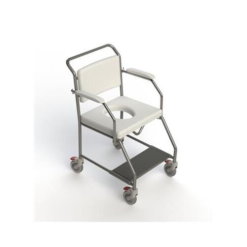 Transit Mobile Shower Commode with Weight Bearing Footplate - 550mm Seat Width